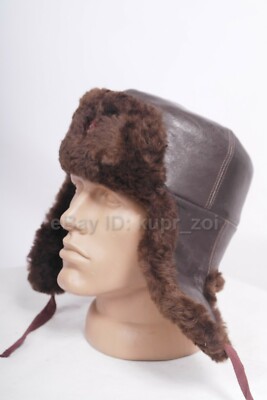 NKVD Komissar Fur leather Hat Cap M43 Sz 56 Soviet Red Army | eBay