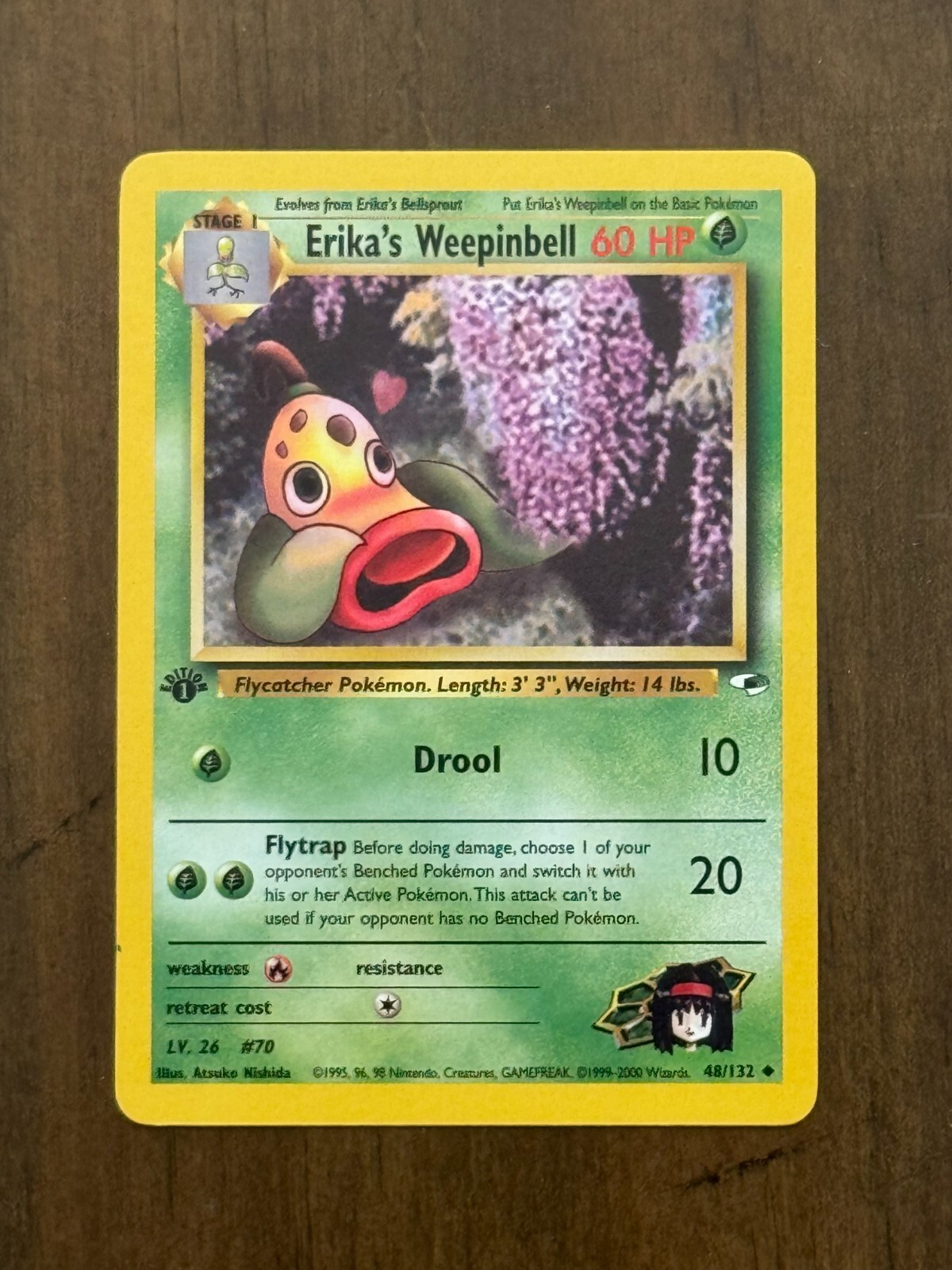1st Edition Erika’s Weepinbell 48/132 - Gym Heroes - Near Mint