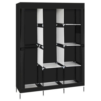 Black 71'' Rack Storage Organizer Wardrobe Portable Closet Clothes With Shelf