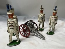 4 Vtg Lead Soldiers With Cannon Holder