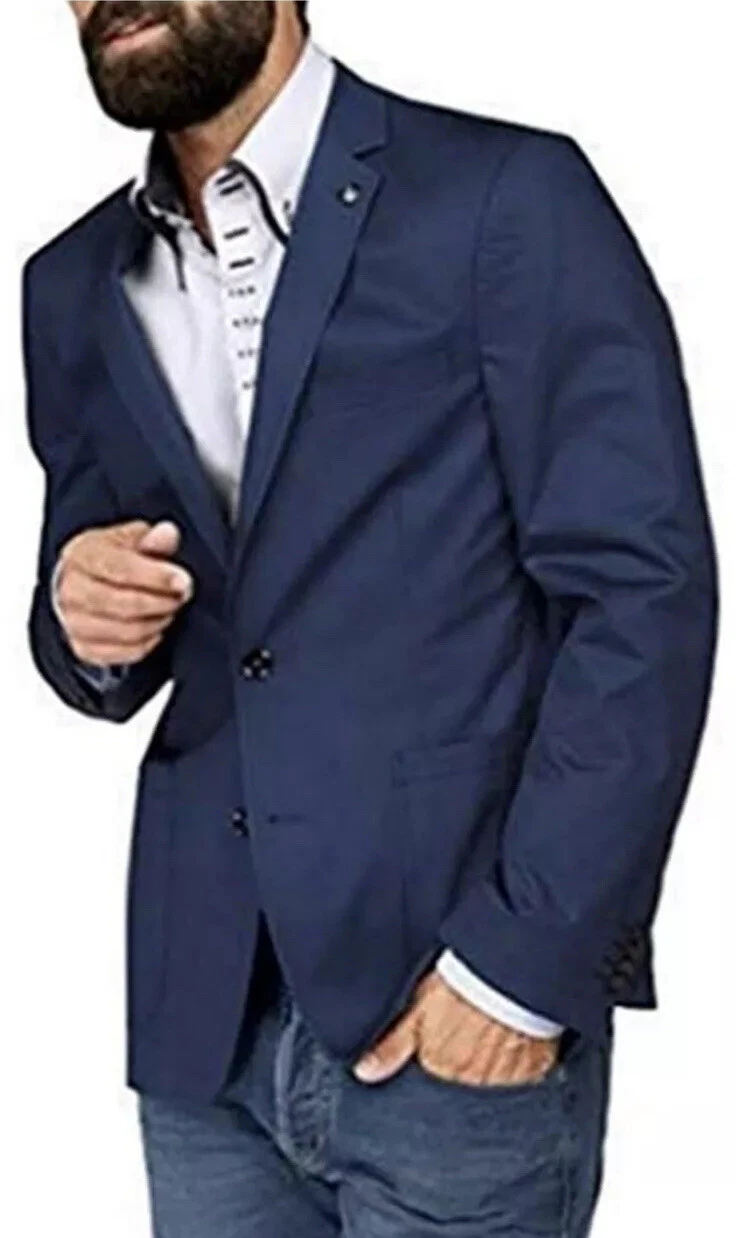 MENS BRUNO BANANI UNLINED SLIM FIT BLAZER IN NAVY ALL OVER PRINT SZ XL BNWT