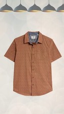 Ex White Stuff Men's Short Sleeve Printed Shirt in Orange Pineapple Cotton