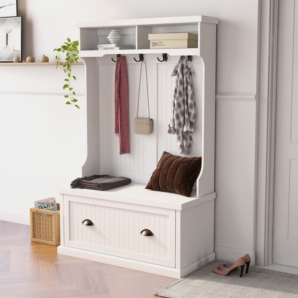 Entryway Shoe Rack Organizer with Bench for Shoes Coats Hats Bags Storage-image
