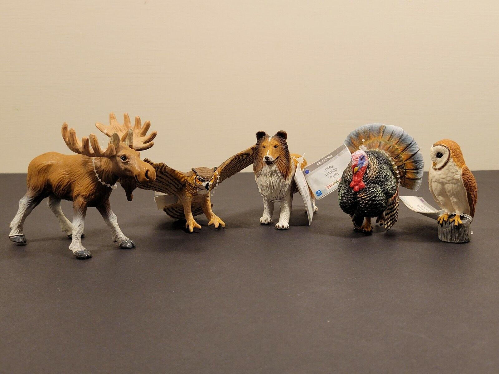 SAFARI Superior LTD. Set of 5 Plastic Animal excellence Figurines Owl Moose Coll ~