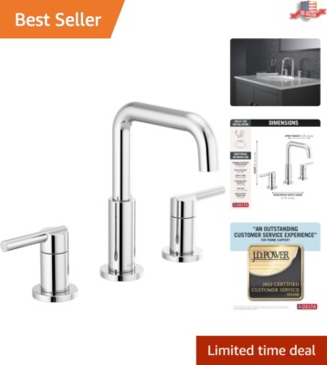 Widespread Bathroom Faucet - 3 Hole Chrome Brass - Durable - 7.75 x 13.5 x 8.19