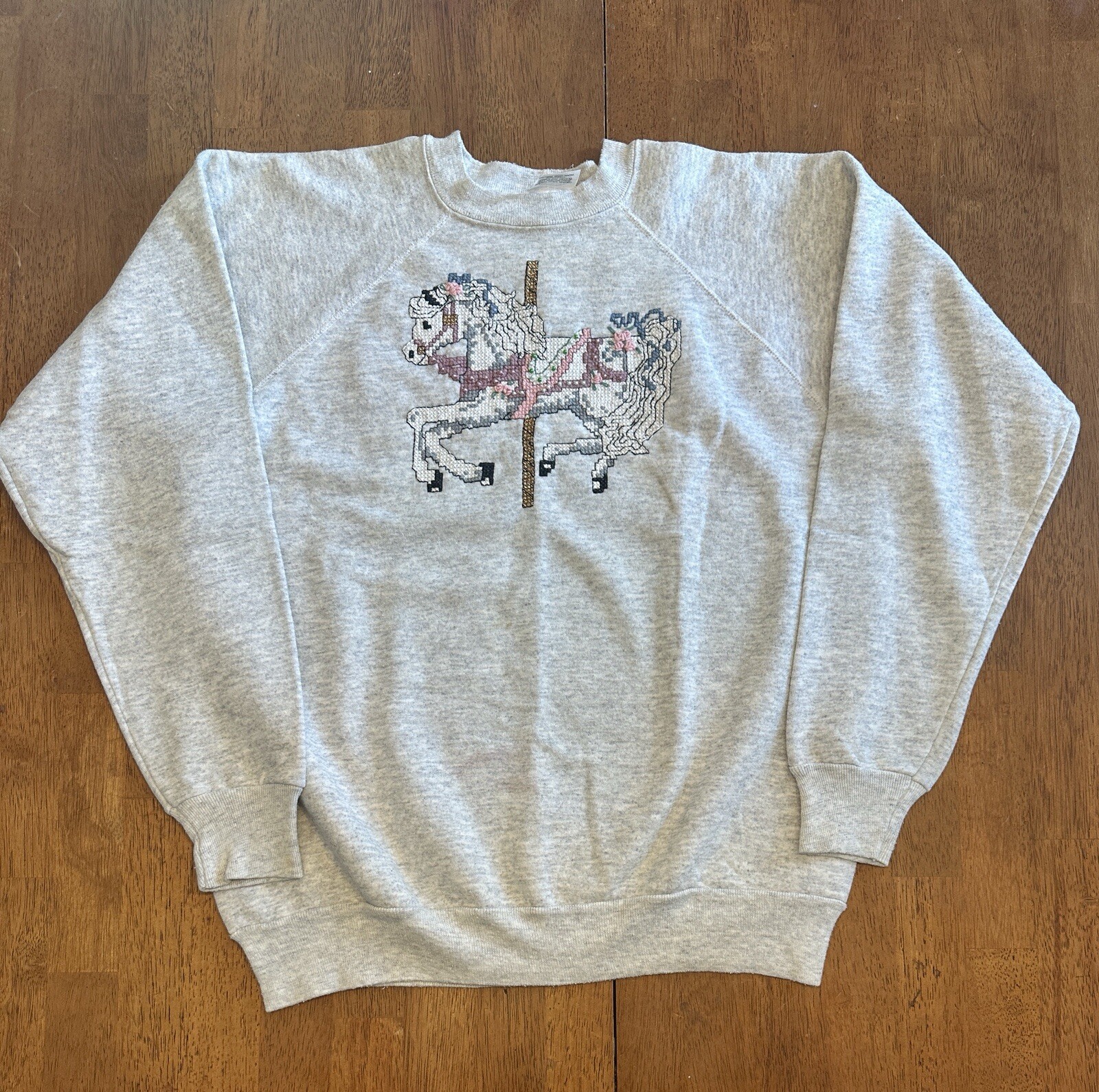 Felpa grande vintage anni 90 giostra cavallo pony