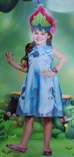 Disfraz Trolls Niñas Azul Amapola Deluxe Niño ~ Mediano (7-8)