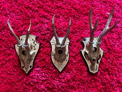 Deko Set Geweihe Tattoo Tattooshop Deko Handmade Old Skool Gold Gothik WGT