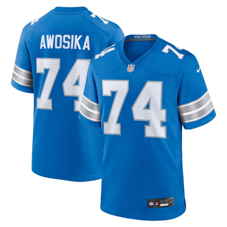 Detroit Lions Kayode Awosika #74 Nike Blue 2025 Official NFL