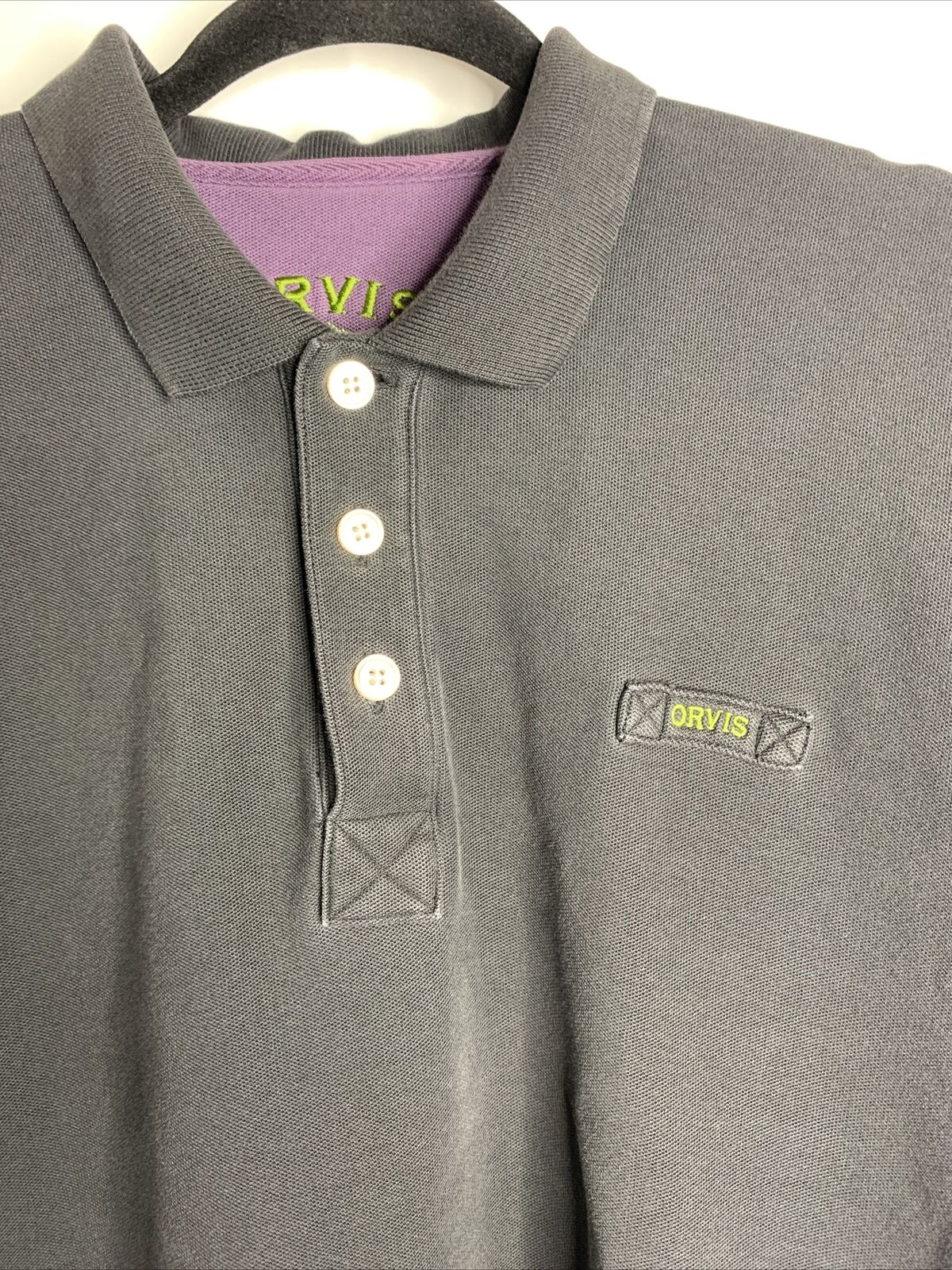 Orvis Men's Short Sleeve Polo Shirt Black Purple Size XLT Tall | eBay