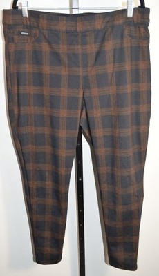 Nine West Skinny Plaid Pants XXL Brown and Black