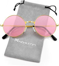 round Hippie Sunglasses Metal Border Circle Hippie Glasses UV380 Protection 70S