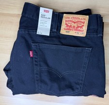 Brand New Levi's 505 Regular Fit Straight Leg Black Men's Jeans 42X30.7A4
