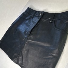 FOREVER 21 Black Faux Leather Mini Skirt S Button Belt Loops Back Pockets