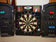 Halex Electronic Dart Board Vintage Cork 8 Player Cabinet 64469 Tested Works