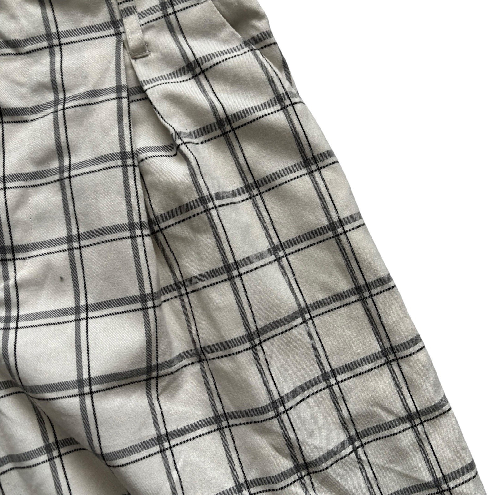 Vintage Culottes 90s Wide Leg White Grey Check Print Retro Boho 8 image 2