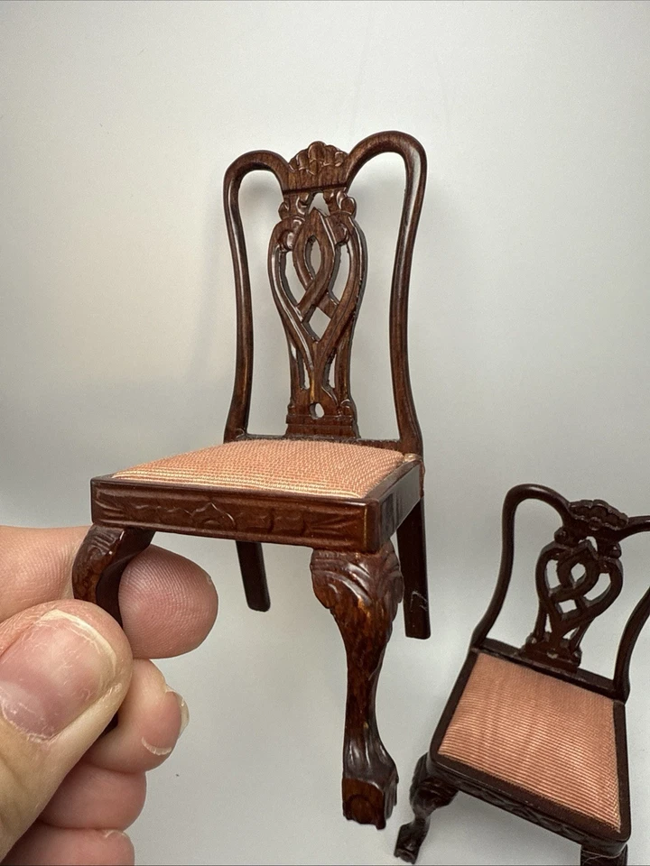 Vintage Set of (3) Bespaq Dining Chairs Dollhouse Furniture 1:13 Scale - Image 3 of 4