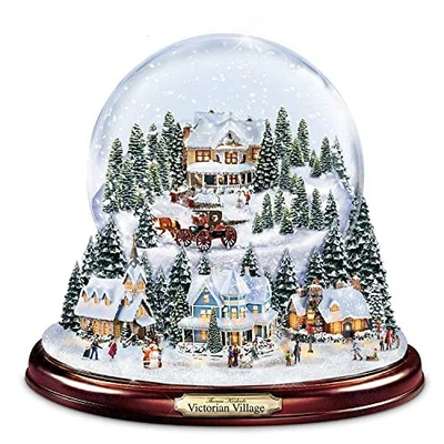 The Bradford Exchange Thomas Kinkade Victorian Christmas Village Snowglobe