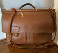 Jack Georges Leather Messenger Brief Bag Brown Handle Shoulder Laptop 16x11x5