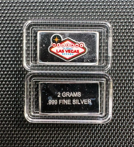 Las Vegas 2 Gram Silver Bar - 999 Silver Bullion Bar In Capsule