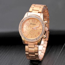 Reloj Geneva Mujer Diamante Aleación Acero Correa Alta Calidad Reloj de Lujo