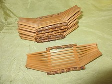 Lot de 8 anciens plateaux à serviettes humides japonais bambou "Oshibori-Oki" bateaux anciens
