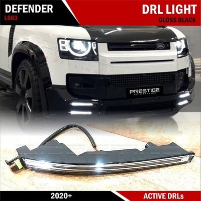 FÜR DEFENDER 110 90 L663 FRONTSPLITTER UNTERE STOßSTANGE LED DRL LICHT GLANZ SCHWARZ