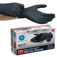 MED PRIDE 5 Mil Nitrile Exam Gloves Black Disposable Powder  Latex-Free 200ct