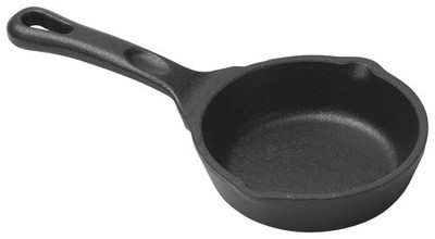 Mini Cast Iron, Induction Skillet, Round, 3 Oz, 3-1/2'' Dia, Matte Black Enamel