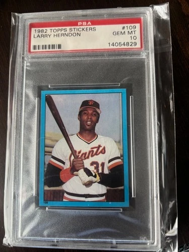 1982 Topps Stickers Baseball Larry Herndon #109 PSA 9