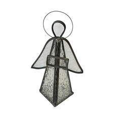 3D Stained Glass Angel Tea Light Holder Figure Holding Book Christianity