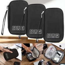 3Pcs Electronic Organizer Travel Case,Waterproof 7.84" x 4.72" x 1.3", Black