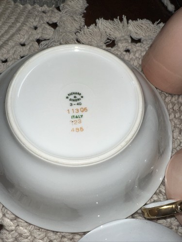 RARE VINTAGE RICHARD GINORI TEA Demitasse SET Pink Gold Creamer Sugar Teapot B5 - Picture 13 of 16