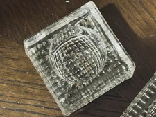 Set Of 2 1940s Art Deco CRYSTAL CUT GLASS salt cellars, Vintage Thick Glass