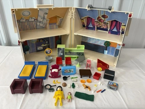 Playmobil Dollhouse 2005 Folding Take Along Play House With Accessories Vintage