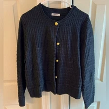 EUC Crew Neck Button Down Cardigan Knit Sweater Size XL Winter/Holiday/Work W36