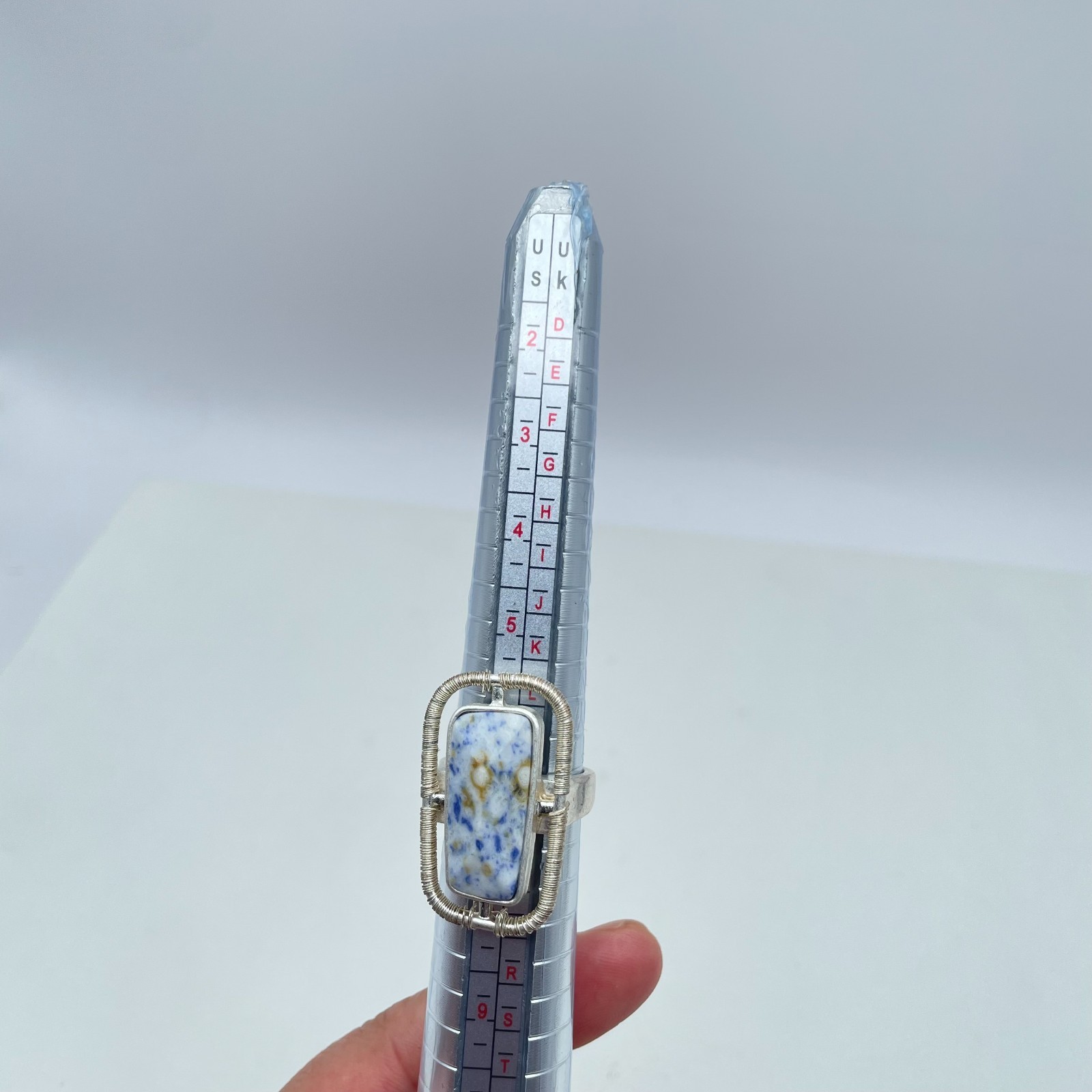 Retro Silver-Tone Blue White Rectangular Scheelit… - image 2