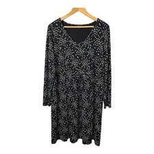 J.Jill Wearever Collection Black White Print Long Sleeve Dress Size Large