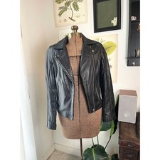 Zara Basic Women s Leather Moto Jacket Size M...