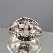 Wild Horse Jasper Ring 925 Sterling Silver Southwest Sz 6.75 Stamped Split Band