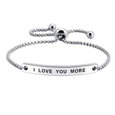 I Love You More Hand Stamped Bracelet Jewelry Gifts for Her Girlfriend Wife