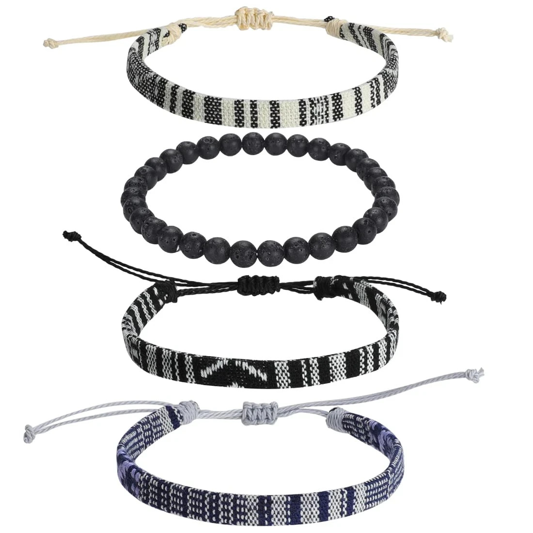 4Pcs Beach Bracelet Set for Men and Women, Surfer Men Bracelet, Braided Boho Sum