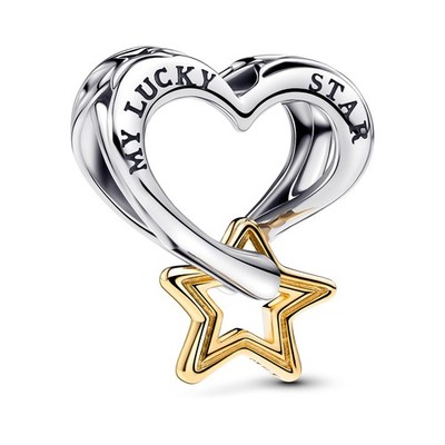 PANDORA Schmuck Charm Glücksstern und Herz Zweifarbig 763513C00