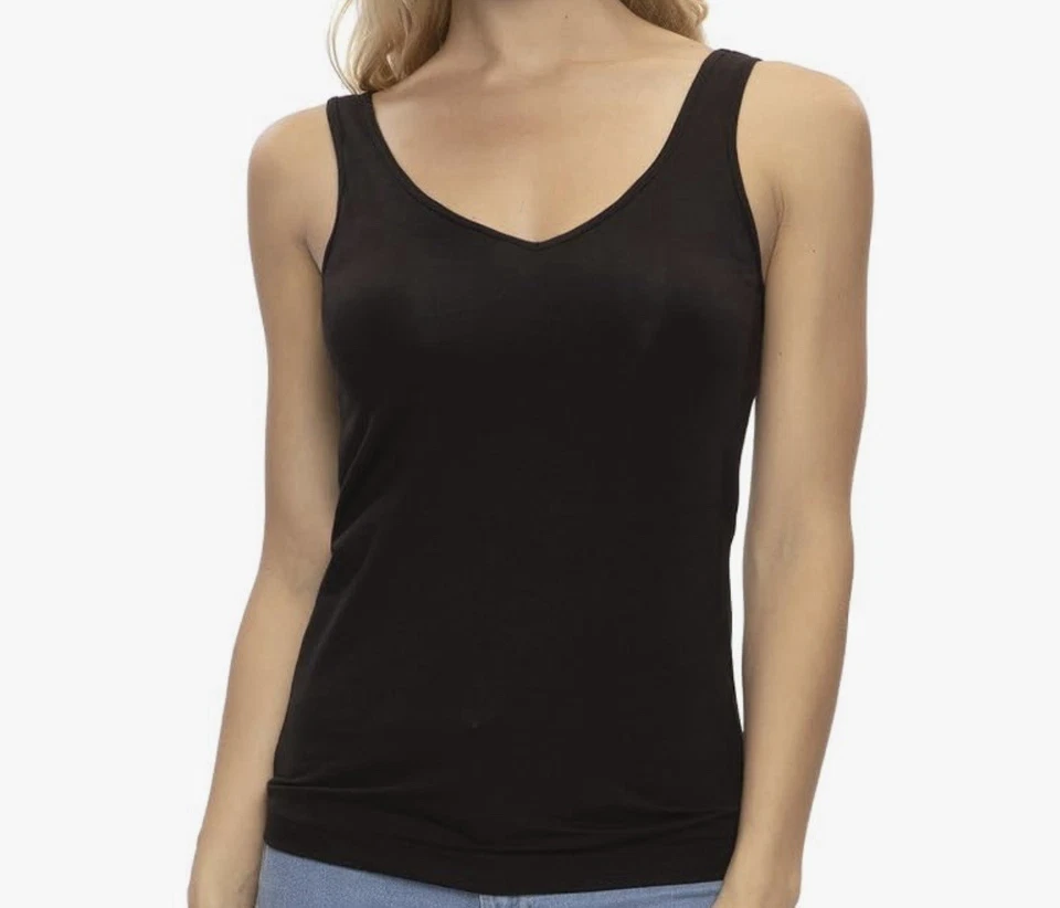 Felina Reversible Cotton Womens Tank Top | 4-Pack black, White And Grey, Size L - Image 2 of 4