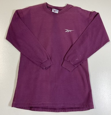 Vintage Reebok Long Sleeve Shirt Sz M Plum Smock Pocket Sun Fading 90s