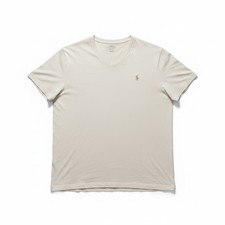 Polo Ralph Lauren L Beige V-Neck T-Shirt Mens Casual Classic