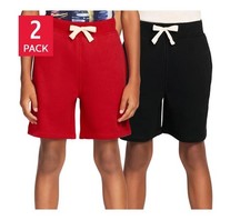 Gap Boys Girls Shorts Red Black 2-Pack Pockets Elastic Waist Fleece Lined Active