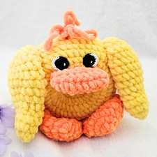 Handmade Crochet Plush Stuffed Duck Animal Donut Ring Baby Play Toy Newborn 