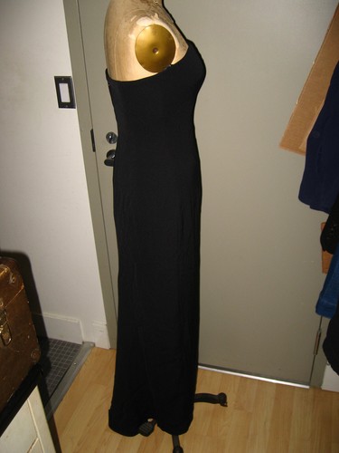 Vintage 1990's Jessica McClintock Black Gown Size 8 - Strapless Dress W/ Brush - Picture 5 of 8