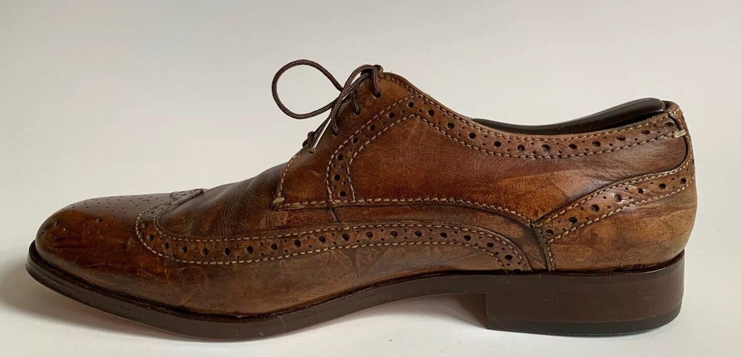 Bostonian Men's Brown Leather Wingtip Shoes New Soles 28176 